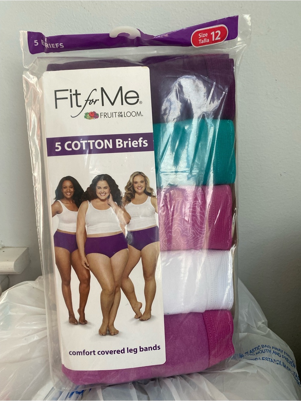 Fruit of the Loom Women’s Briefs Pack - Purple, Teal, Pink, White 12